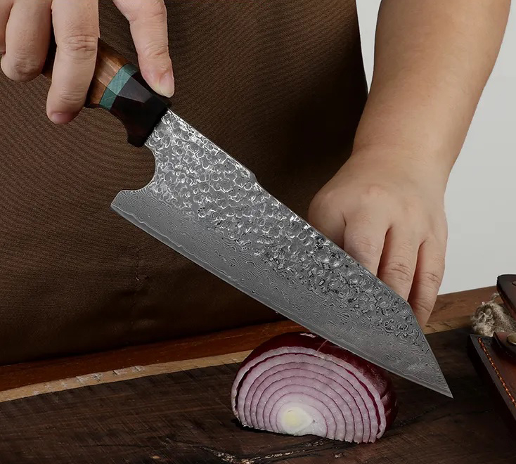 Maple wood damaškový kuchařský kiritsuke nůž  02